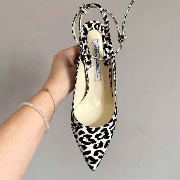Brian Atwood White Lilith Snakeskin Leather Leopard Print Slingback Pumps - 5US - Picture 5 of 16